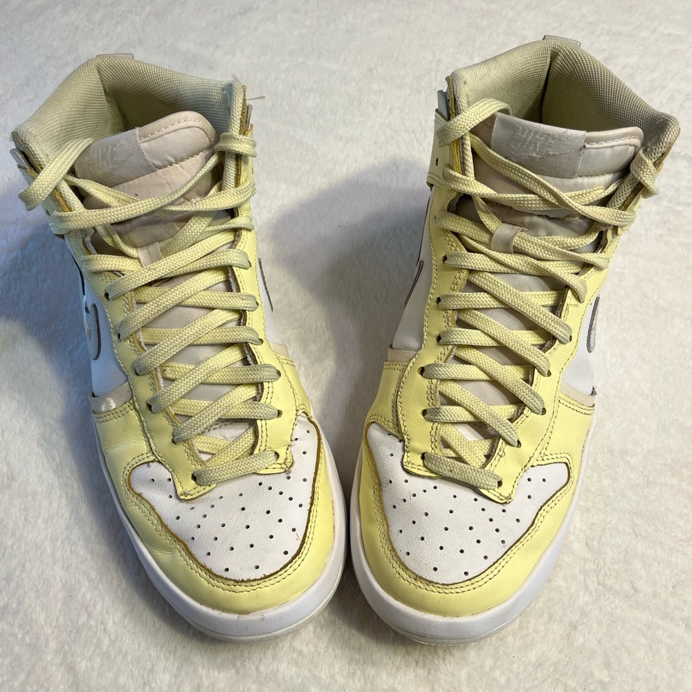 Nike Women's High-Top Sneakers in Pale Yellow and White